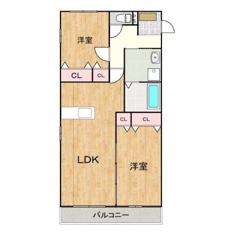 ディアコート桜(2LDK/2階)の間取り写真