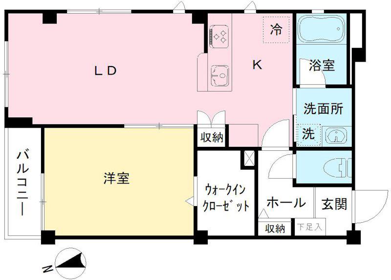 フェルトゥール(1LDK/1階)の間取り写真