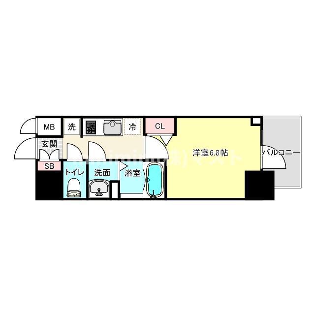 アドバンス大阪ストーリア(1K/13階)の間取り写真