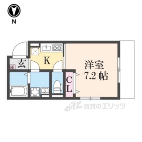 F-CASA2京大前(1K/1階)の間取り写真