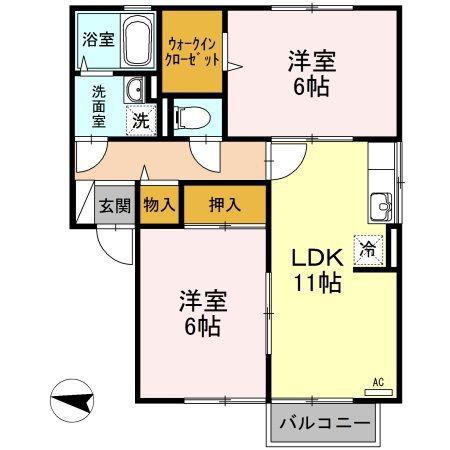 フローラルアベニュー A/B/C(2LDK/2階)の間取り写真