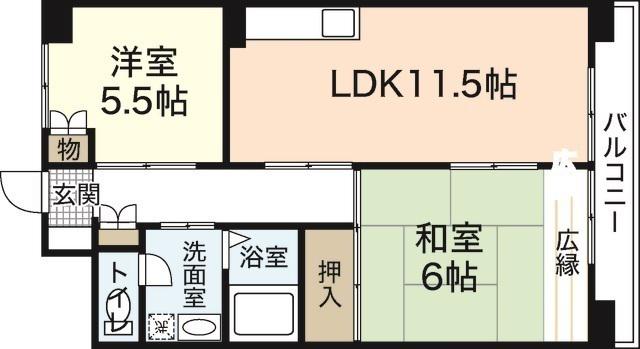 光町ハイム(2LDK/3階)の間取り写真