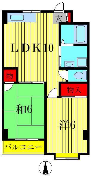 ユーハイム柴又(2LDK/1階)の間取り写真
