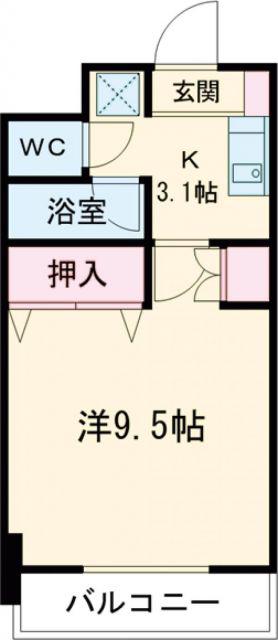 エストシエル(1K/8階)の間取り写真