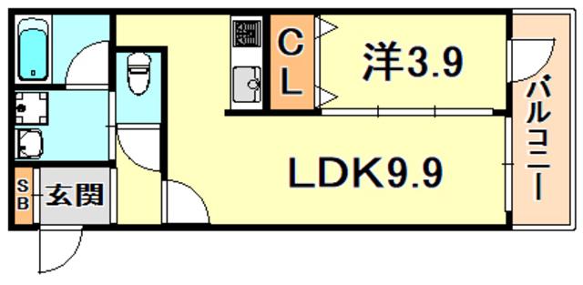 フロレスタ(1LDK/3階)の間取り写真
