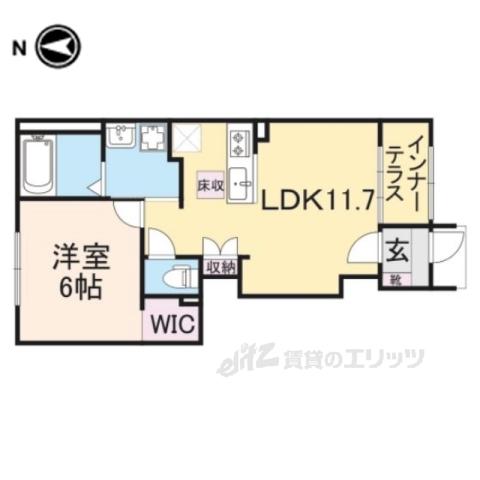 サンフィット桂(1LDK/1階)の間取り写真