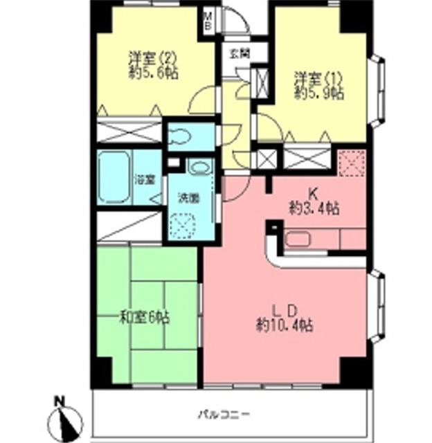 コンフォート 橋本(3LDK/3階)の間取り写真