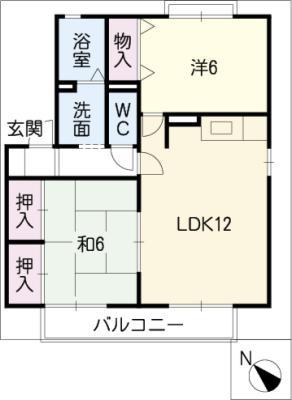 エスポワール天王(2LDK/2階)の間取り写真