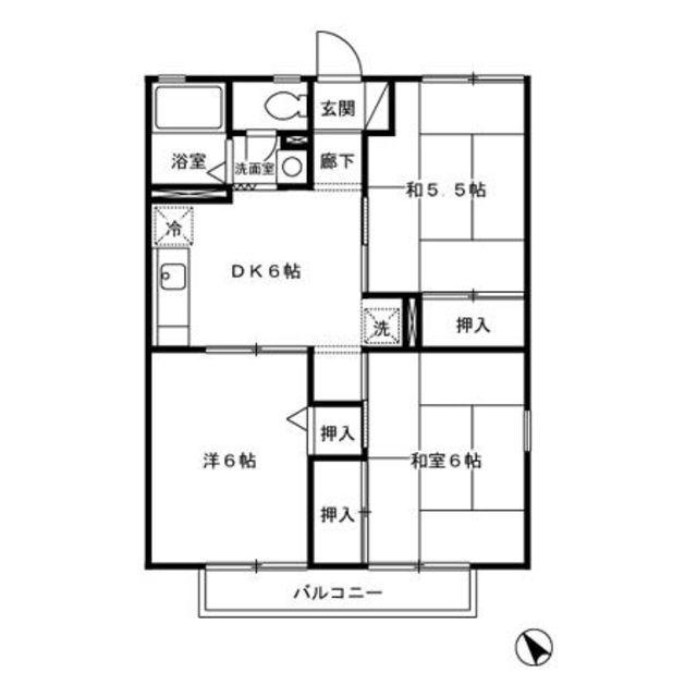 サニーホームズ(3DK/2階)の間取り写真