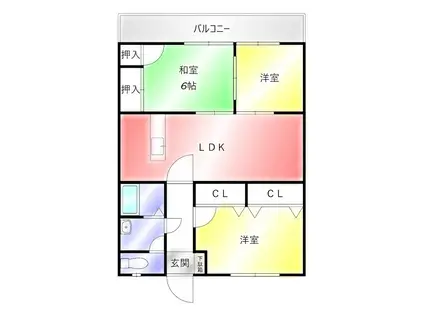 コーポK2U1(3LDK/2階)の間取り写真