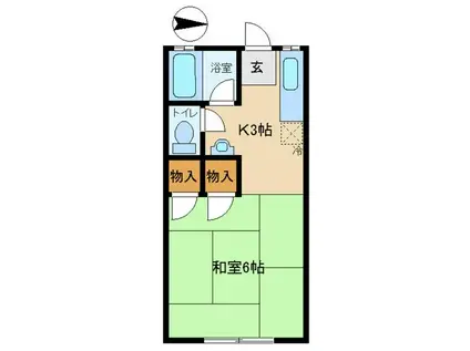 プリンス立花B棟(1K/2階)の間取り写真