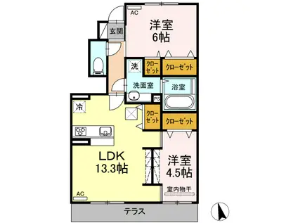 エミグラント(2LDK/1階)の間取り写真