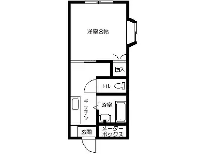 サクセスハイツ2-A棟(1K/2階)の間取り写真