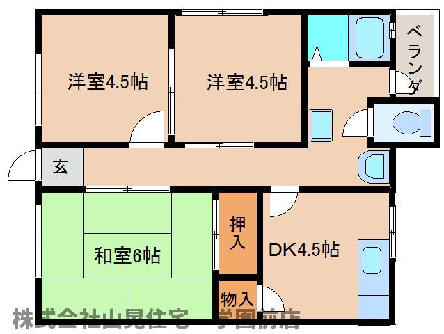 上村アパート(3DK/2階)の間取り写真