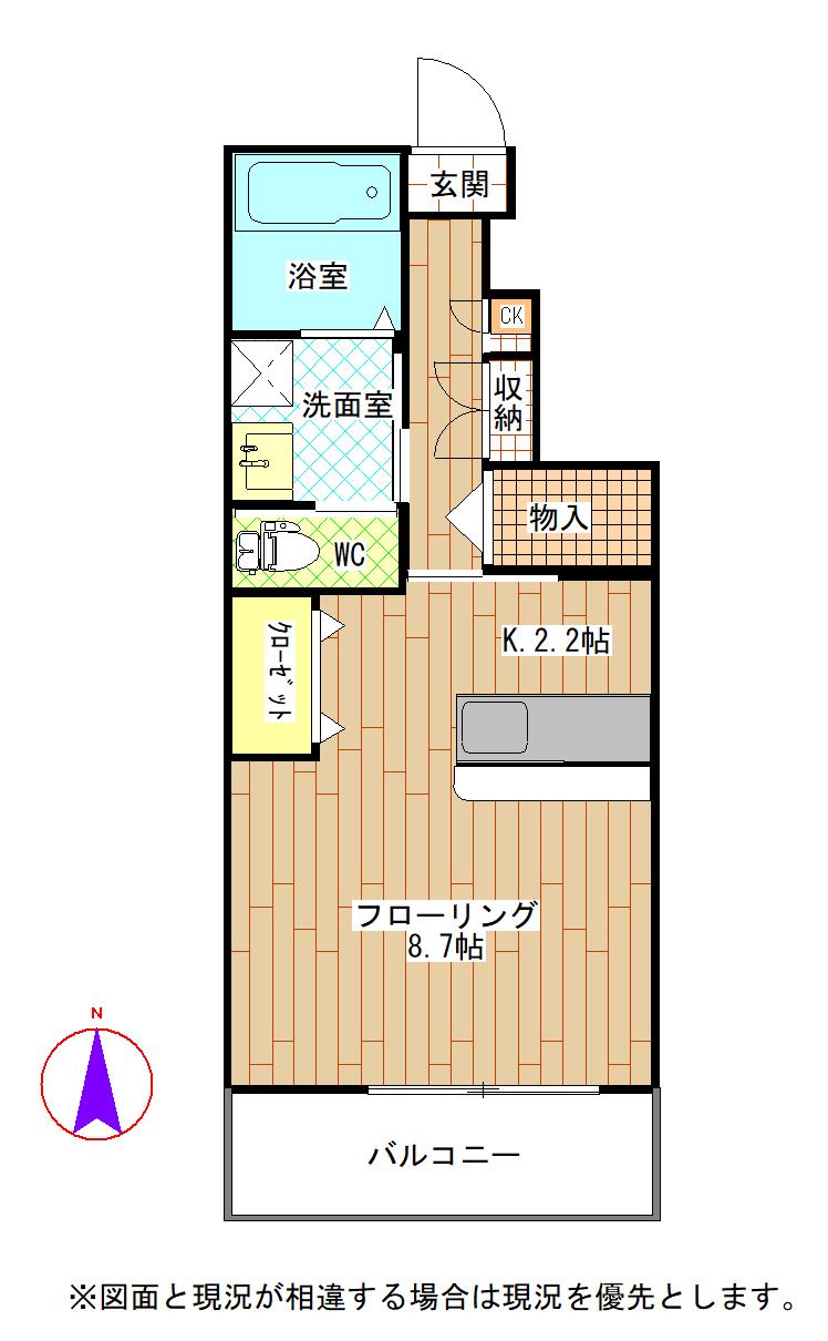 プリムローズ(1K/1階)の間取り写真