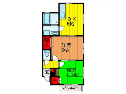 清流ハイツ(2DK/2階)の間取り写真