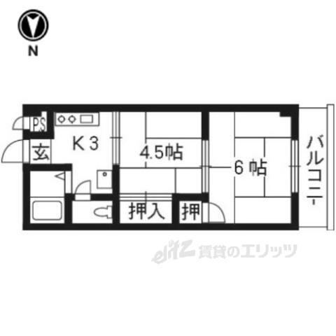 Mプラザ大住壱番館(2K/4階)の間取り写真