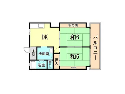 グランディア シャトー朝霧(2DK/3階)の間取り写真