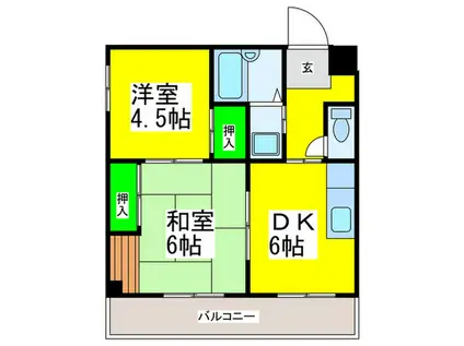 カームコーポ(2DK/3階)の間取り写真