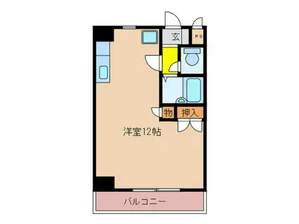 サンライズヒル(ワンルーム/2階)の間取り写真