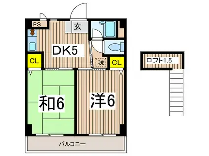 ドルチェ磯子(2DK/3階)の間取り写真