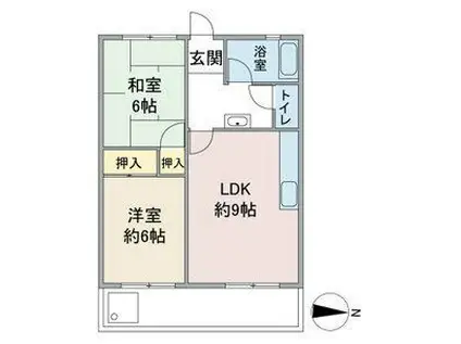 第1コーポ小菅(2LDK/3階)の間取り写真