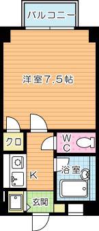 GRAND-RESIDE MALLIA(1K/2階)の間取り写真