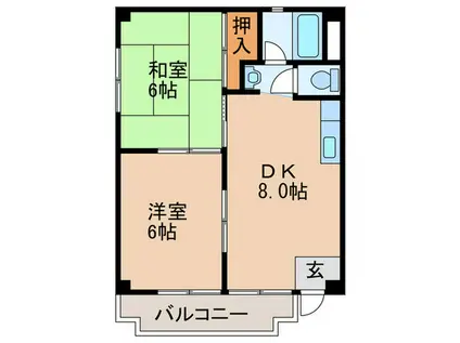 サンシャイン三津屋(2DK/4階)の間取り写真