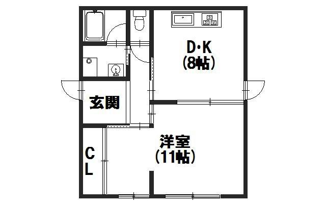 天神朝陽マンション(1DK/1階)の間取り写真