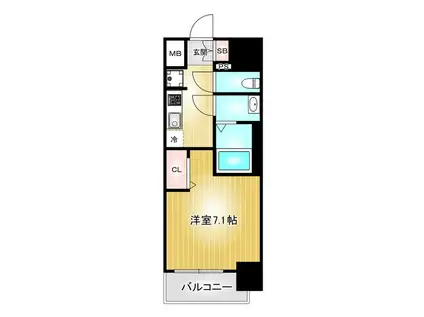 プレサンス桜通ベルノ(1K/4階)の間取り写真