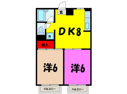レジデンス三沢(2DK/2階)の間取り写真