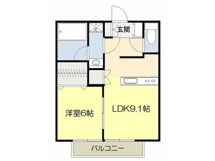 ロイヤルハイツ壱番館(1LDK/2階)の間取り写真