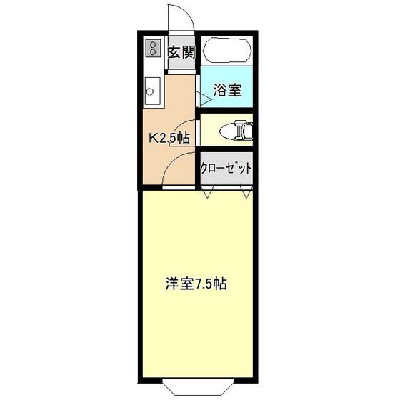 グランコルムII山田(1K/2階)の間取り写真
