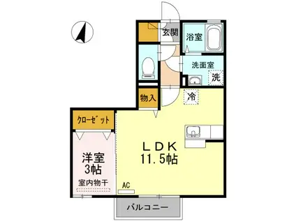 T・コート(1LDK/2階)の間取り写真