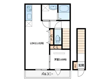 Y-スタイル(1LDK/2階)の間取り写真