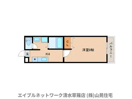 リヴァーストーン馬走北A(1K/1階)の間取り写真