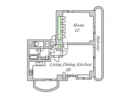グレースマンション(1LDK/8階)の間取り写真