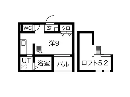 地下鉄名城線 平安通駅 徒歩7分 2階建 築16年(ワンルーム/1階)の間取り写真