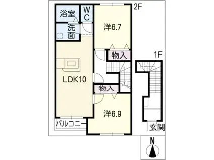 マリアージュIII(2LDK/2階)の間取り写真