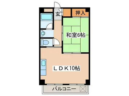 晴見町ハイツ(1LDK/2階)の間取り写真