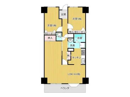 サーパス中須賀(2LDK/3階)の間取り写真