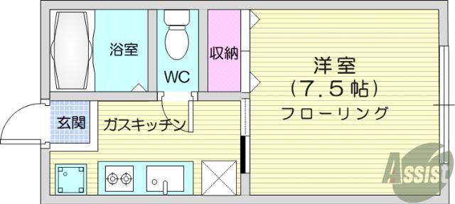セフィラフジ(1K/1階)の間取り写真