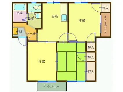サニーヒル(3DK/2階)の間取り写真