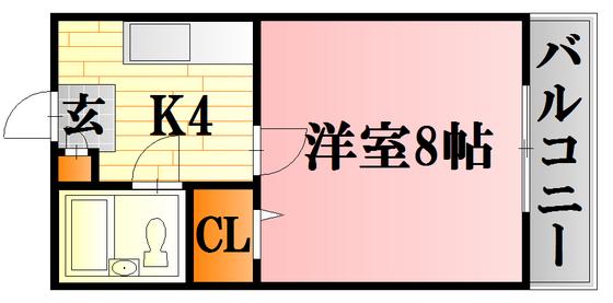 第一観ビル(1K/2階)の間取り写真