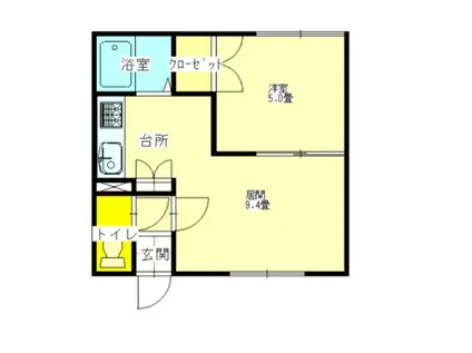 コーポアサヒ(1LDK/2階)の間取り写真