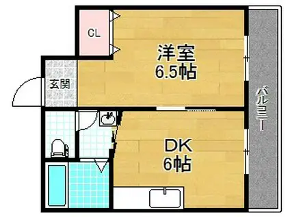 アーバンハイツ池之宮(1DK/1階)の間取り写真