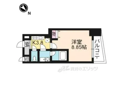 CITY SPIRE浜大津駅前(1K/9階)の間取り写真