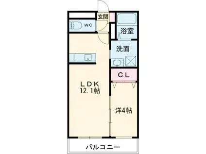 グリフィンドール(1LDK/2階)の間取り写真