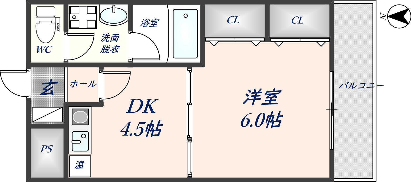 CORRECT FORET 住道(1DK/5階)の間取り写真