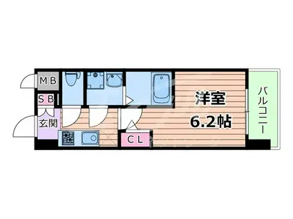 JMFレジデンス桜ノ宮(1K/9階)の間取り写真